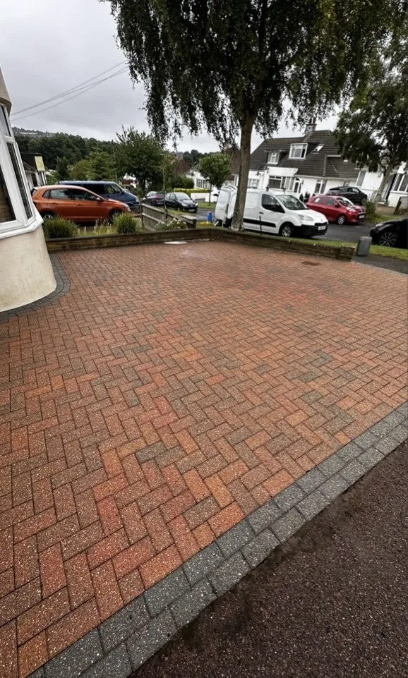 Driveway after pressure washing