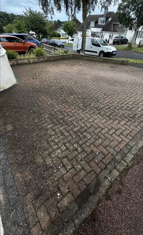 Driveway before pressure washing